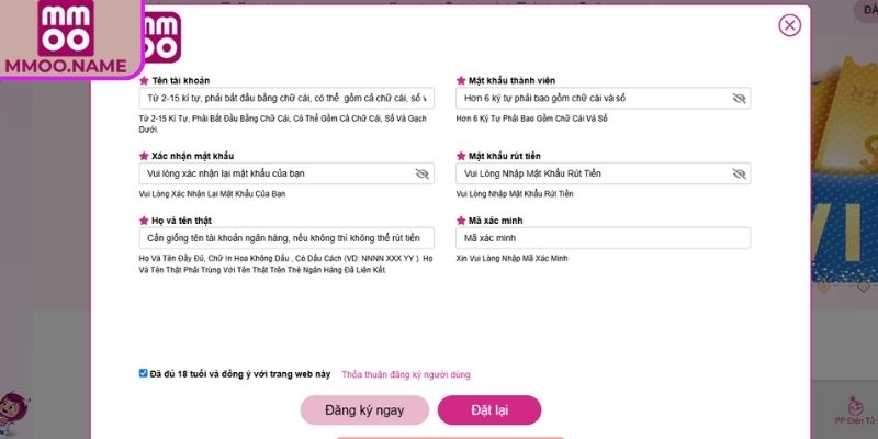 Đăng ký mmoo 2 Hoàn tất xác thực