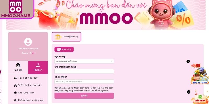 Nạp Rút Tiền mmoo 2 Hướng dẫn thao tác rút tiền